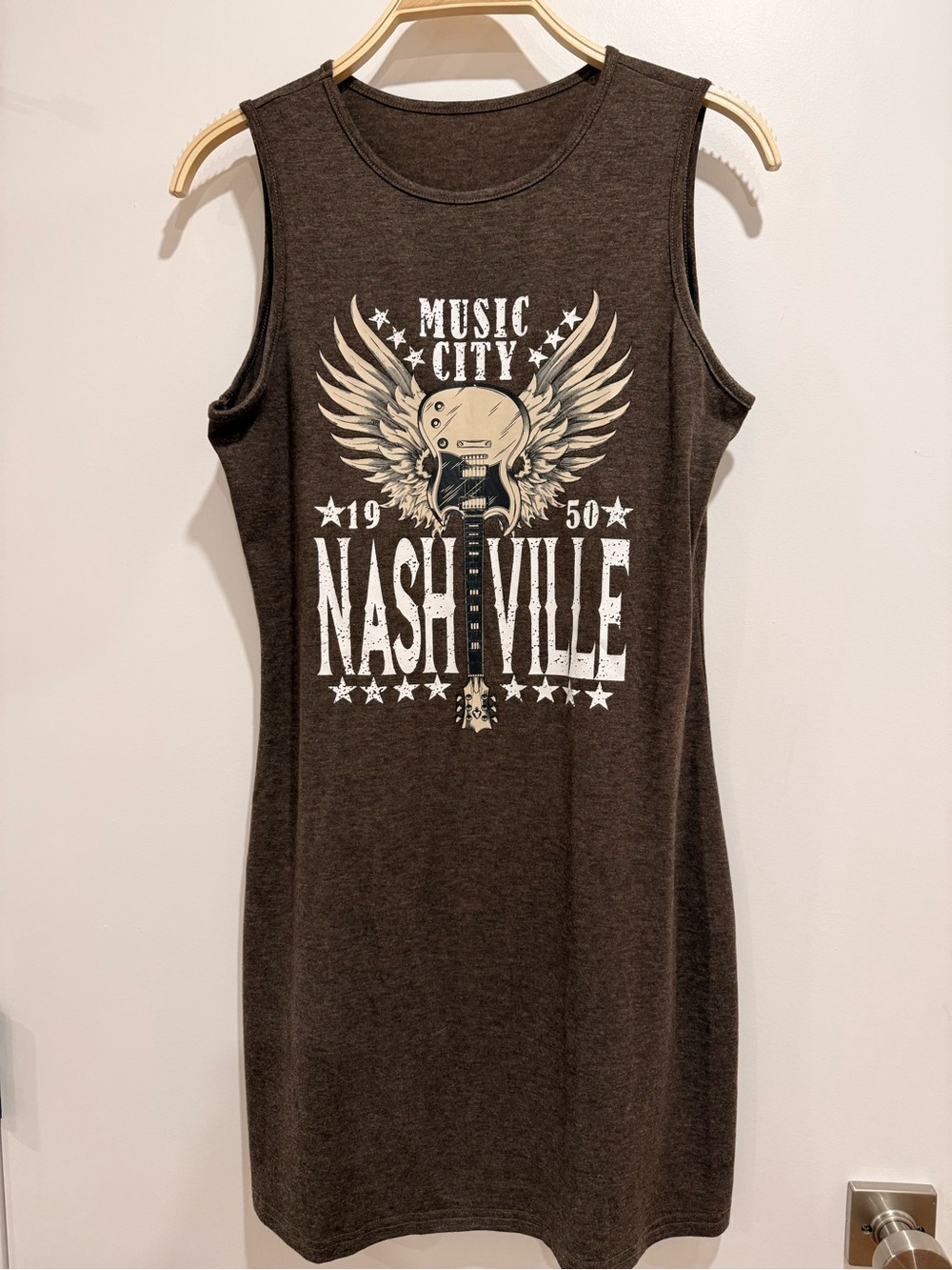 Nashville Music City Brown Graphic Tank Dress